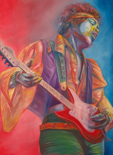 Jimi Hendrix mit seiner Strat